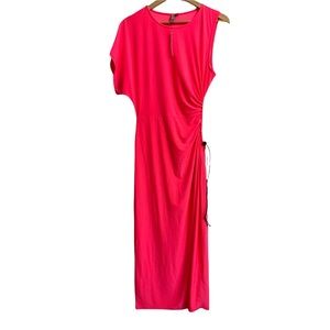 ASOS New With Tag Bright Pink Cut Out Asymmetrical BodyCon MIDI Dress